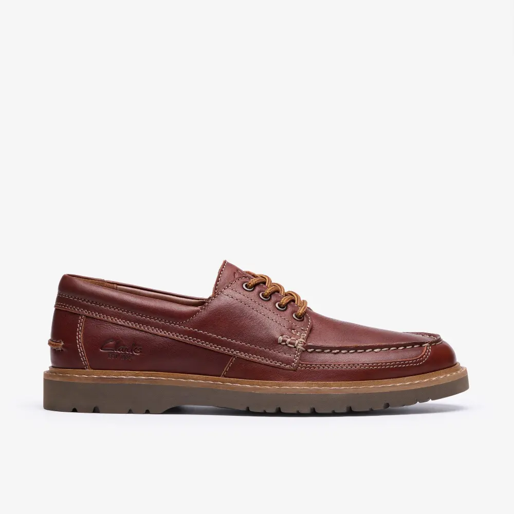 Mens Weltridge Moc Dark Tan Leather Boat Shoe online