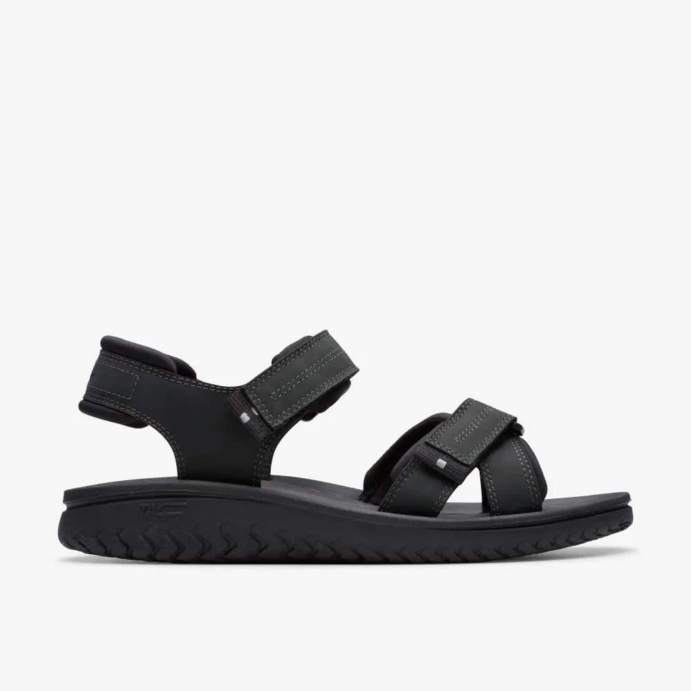 Mens Wesley Shore Black Leather Sandals online