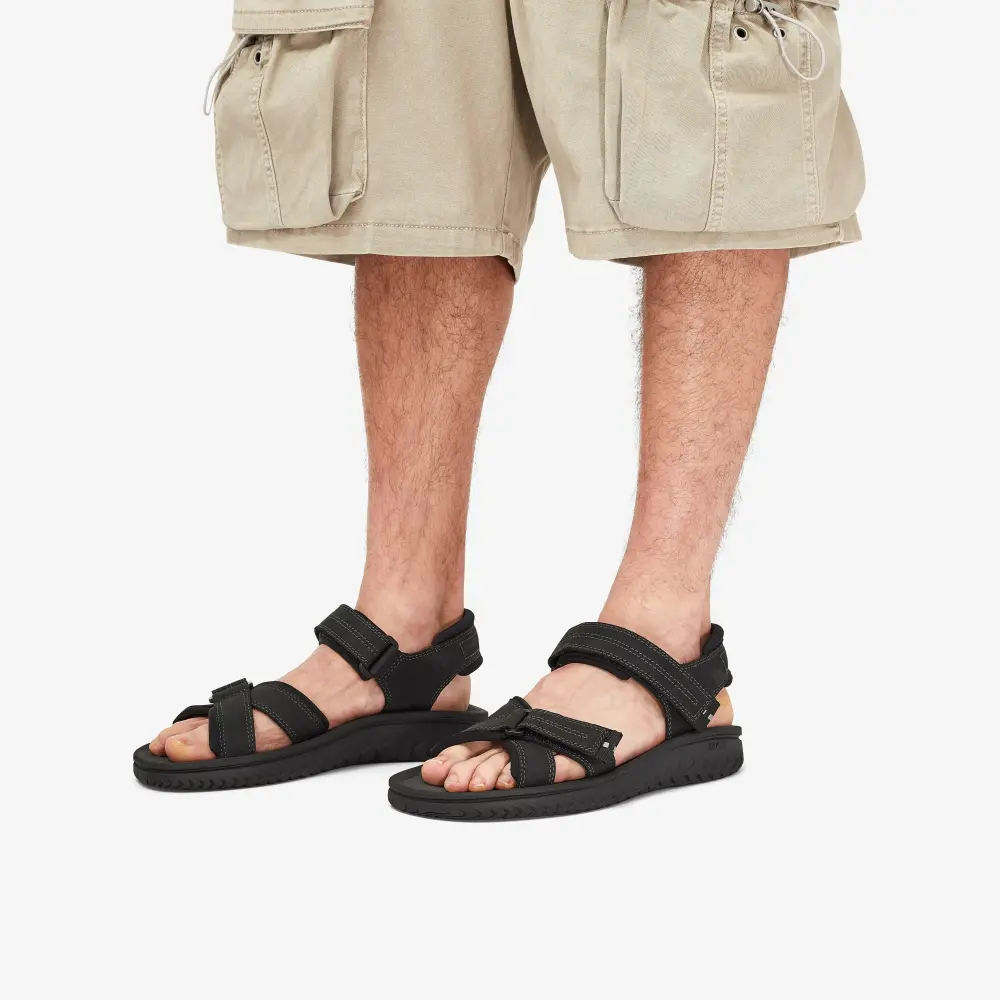 Mens Wesley Shore Black Leather Sandals online